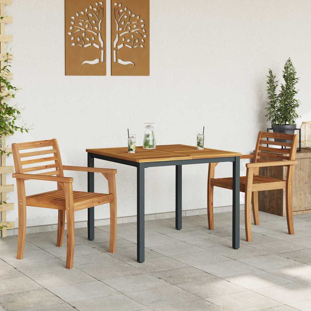 Buiten Tafel Natuurlijk en Zwart 90 x 90 x 75 cm