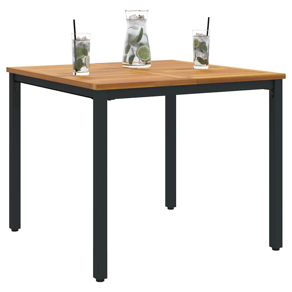 Buiten Tafel Natuurlijk en Zwart 90 x 90 x 75 cm