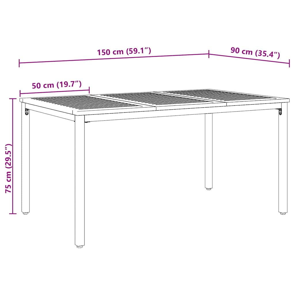 Buiten Tafel Natuurlijk en Zwart 150 x 90 x 75 cm is nu te koop bij PeponiXL, paradijselijk wonen!