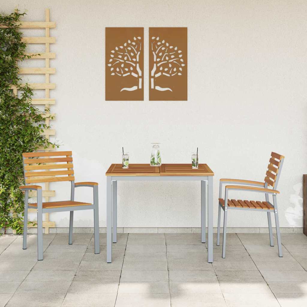 Tuinstoel 2 pcs Bruin 56 x 57 x 87 cm Massief Acaciahout is nu te koop bij PeponiXL, paradijselijk wonen!