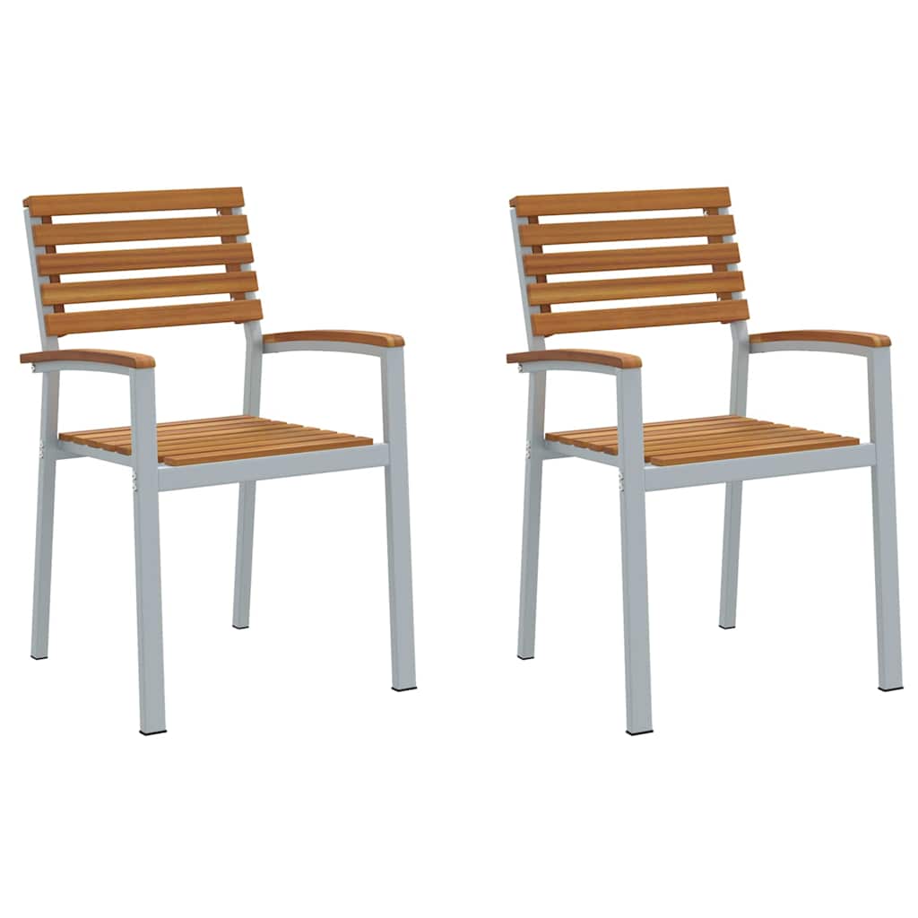 Tuinstoel 2 pcs Bruin 56 x 57 x 87 cm Massief Acaciahout is nu te koop bij PeponiXL, paradijselijk wonen!
