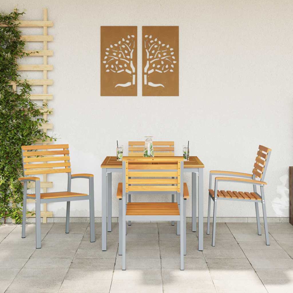 Tuinstoel 4 pcs Bruin 56 x 57 x 87 cm Massief Acaciahout is nu te koop bij PeponiXL, paradijselijk wonen!