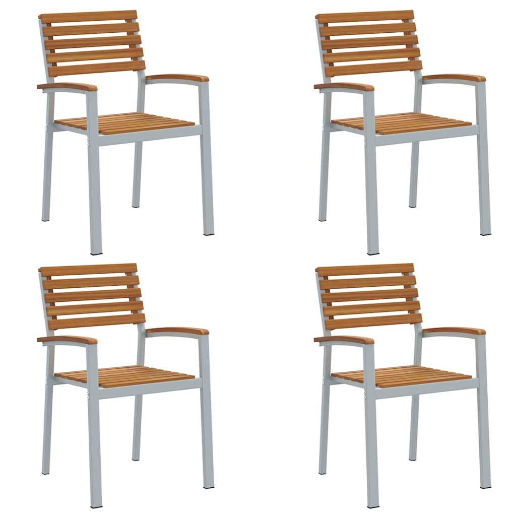 Tuinstoel 4 pcs Bruin 56 x 57 x 87 cm Massief Acaciahout is nu te koop bij PeponiXL, paradijselijk wonen!