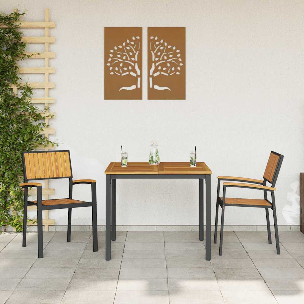 Stapelstoel 2 pcs Bruin 56 x 57 x 87 cm Massief Acaciahout is nu te koop bij PeponiXL, paradijselijk wonen!