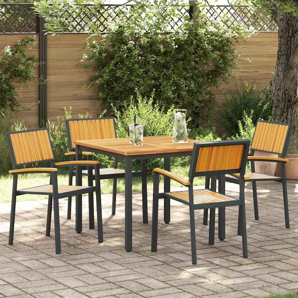 Stapelstoel 4 pcs Bruin 56 x 57 x 87 cm Massief Acaciahout is nu te koop bij PeponiXL, paradijselijk wonen!