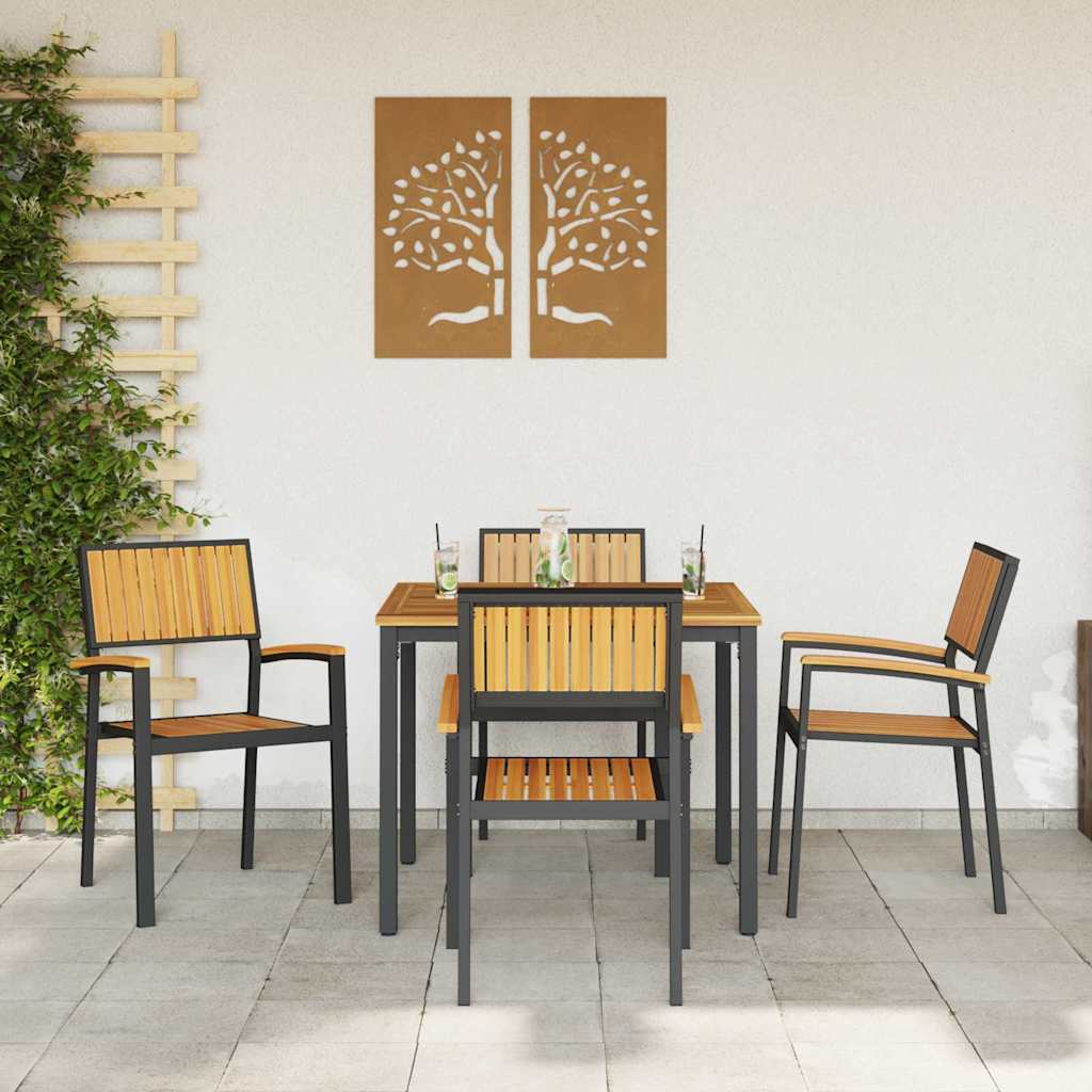 Stapelstoel 4 pcs Bruin 56 x 57 x 87 cm Massief Acaciahout is nu te koop bij PeponiXL, paradijselijk wonen!