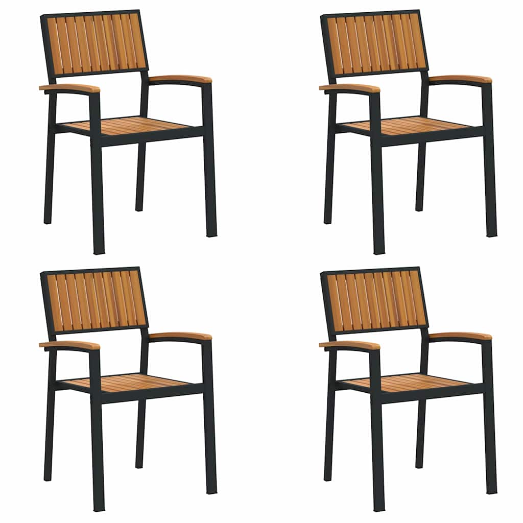 Stapelstoel 4 pcs Bruin 56 x 57 x 87 cm Massief Acaciahout is nu te koop bij PeponiXL, paradijselijk wonen!