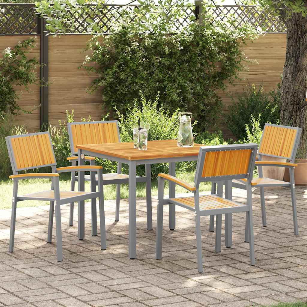 Stapelstoel 4 pcs Bruin 56 x 57 x 87 cm Massief Acaciahout is nu te koop bij PeponiXL, paradijselijk wonen!