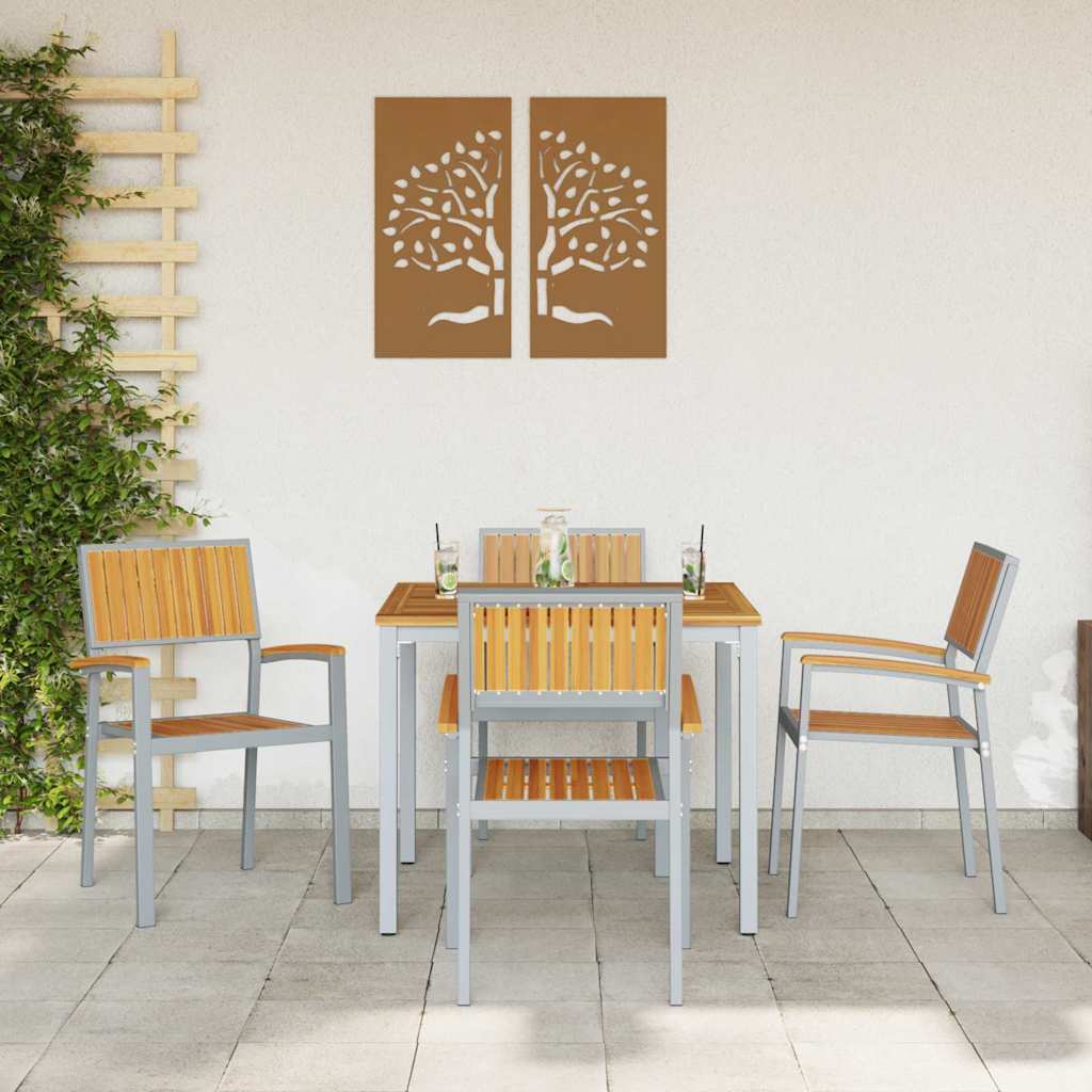 Stapelstoel 4 pcs Bruin 56 x 57 x 87 cm Massief Acaciahout is nu te koop bij PeponiXL, paradijselijk wonen!