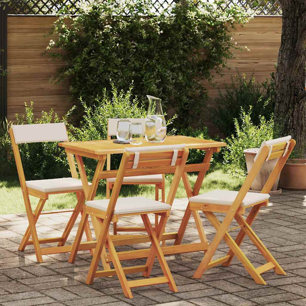 Bistroset met kussen 5 pcs Olie naturel Massief Acaciahout is nu te koop bij PeponiXL, paradijselijk wonen!