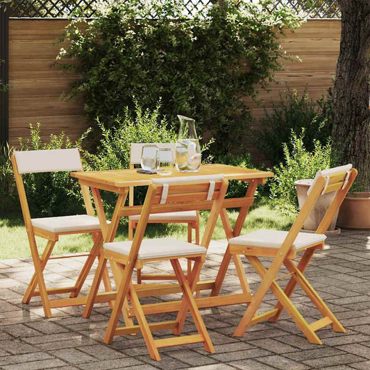 Bistroset met kussen 5 pcs Olie naturel Massief Acaciahout is nu te koop bij PeponiXL, paradijselijk wonen!