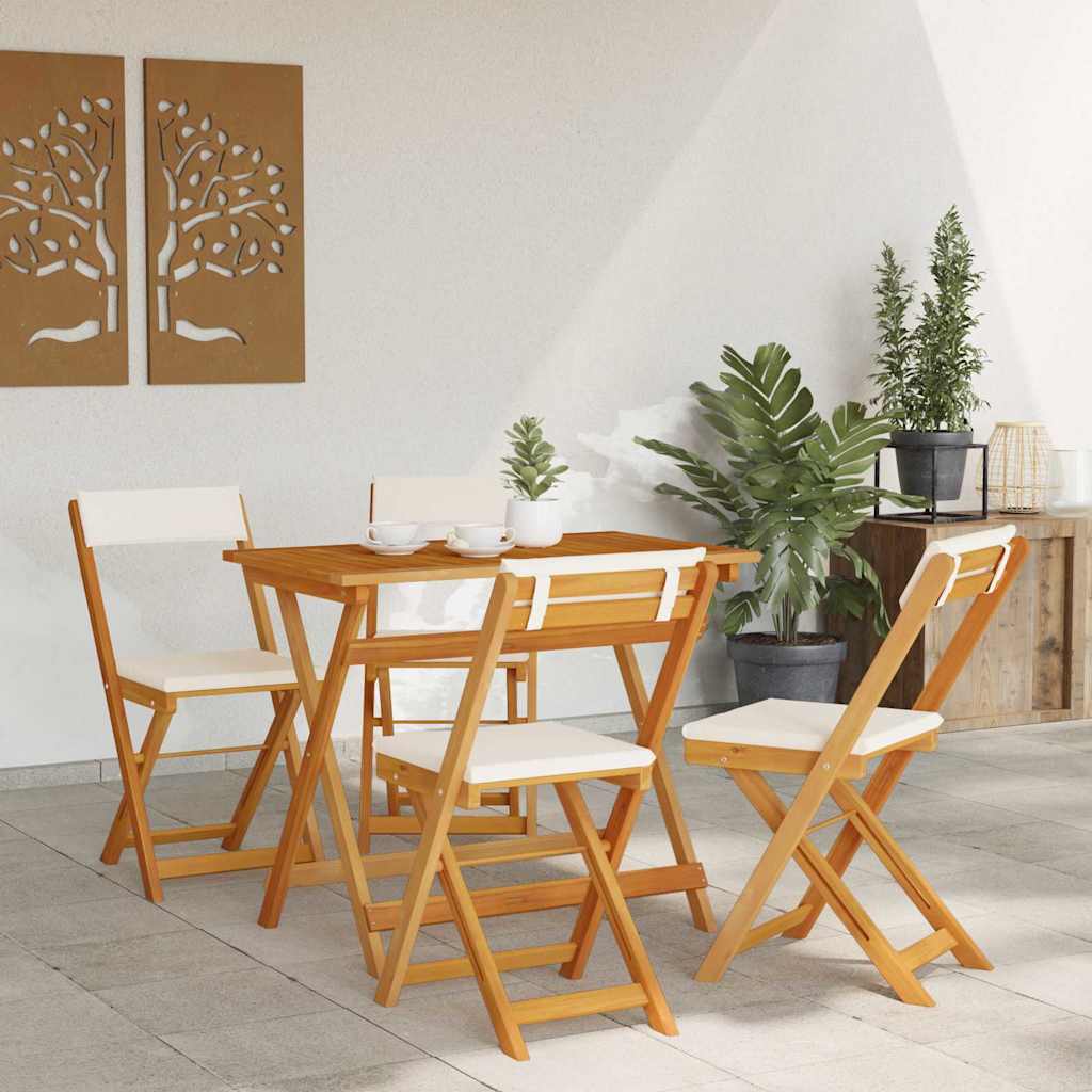 Bistroset met kussen 5 pcs Olie naturel Massief Acaciahout is nu te koop bij PeponiXL, paradijselijk wonen!