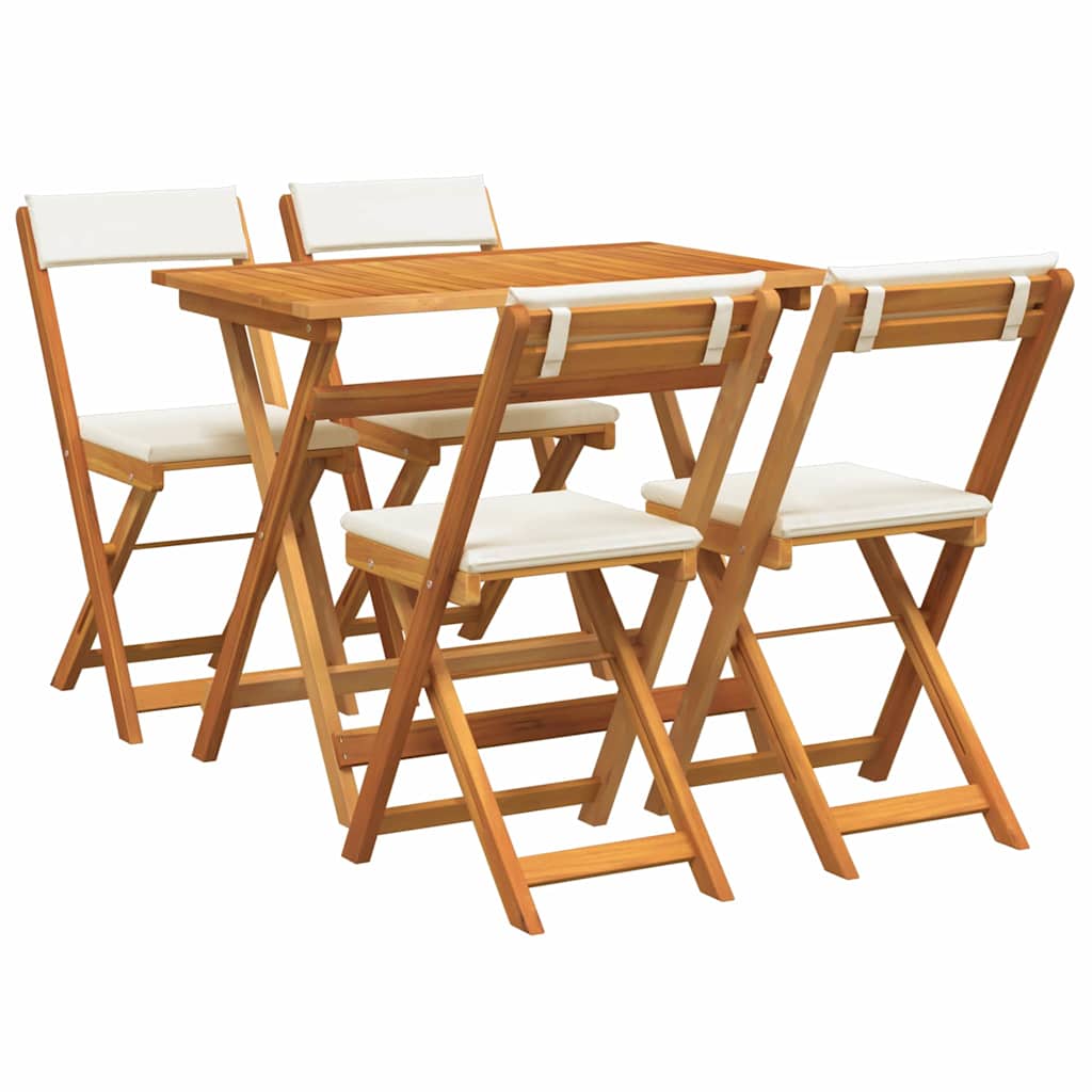 Bistroset met kussen 5 pcs Olie naturel Massief Acaciahout is nu te koop bij PeponiXL, paradijselijk wonen!