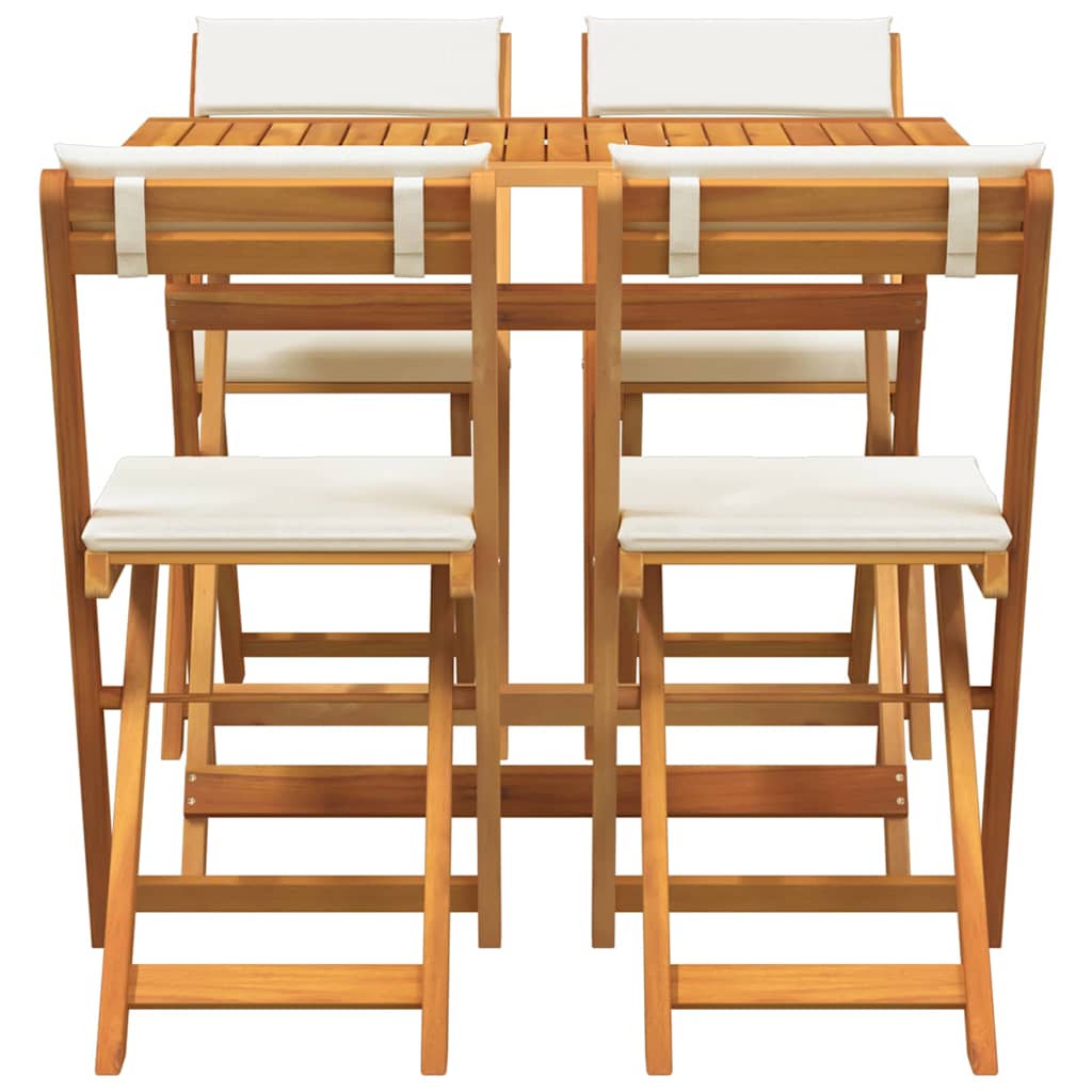 Bistroset met kussen 5 pcs Olie naturel Massief Acaciahout is nu te koop bij PeponiXL, paradijselijk wonen!
