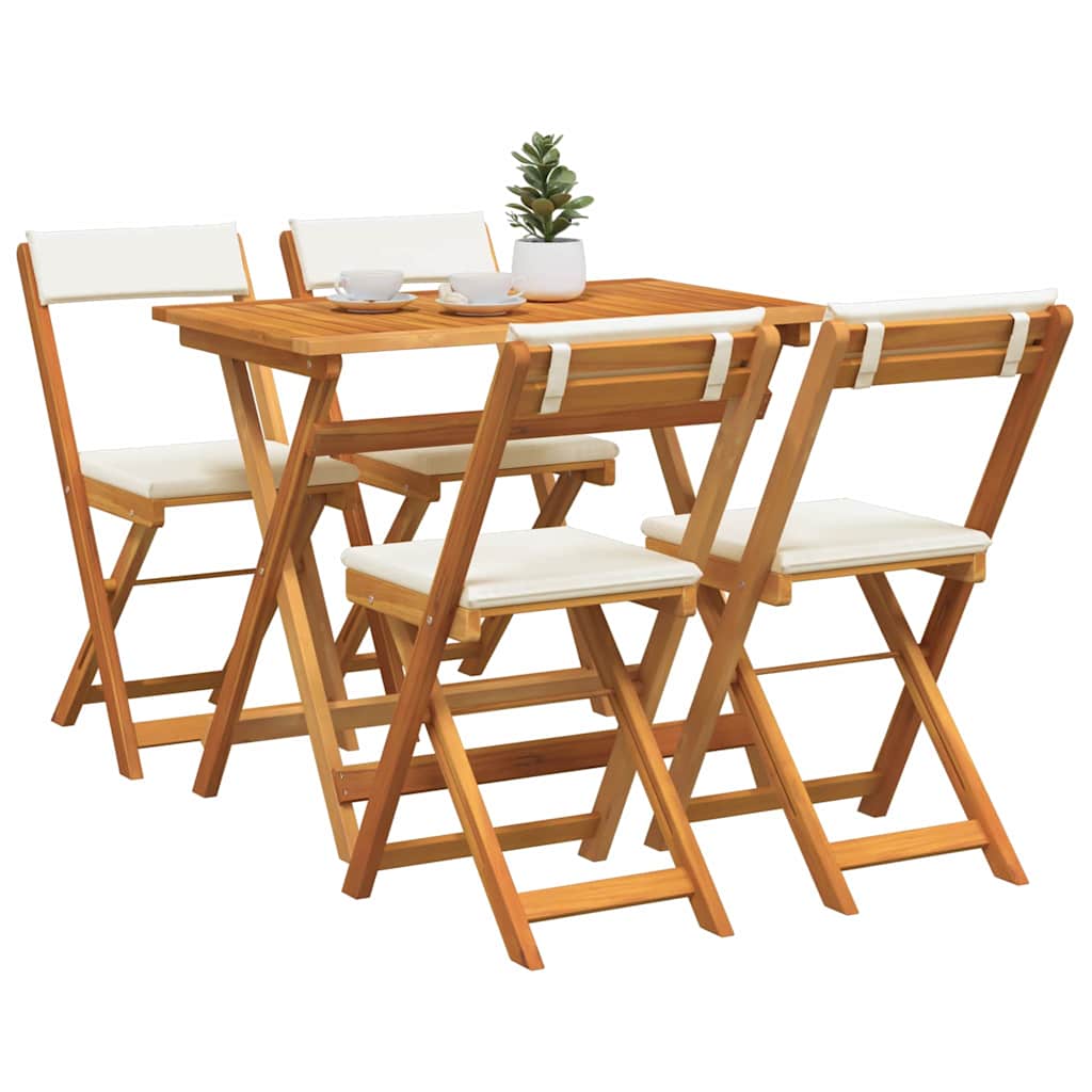 Bistroset met kussen 5 pcs Olie naturel Massief Acaciahout is nu te koop bij PeponiXL, paradijselijk wonen!