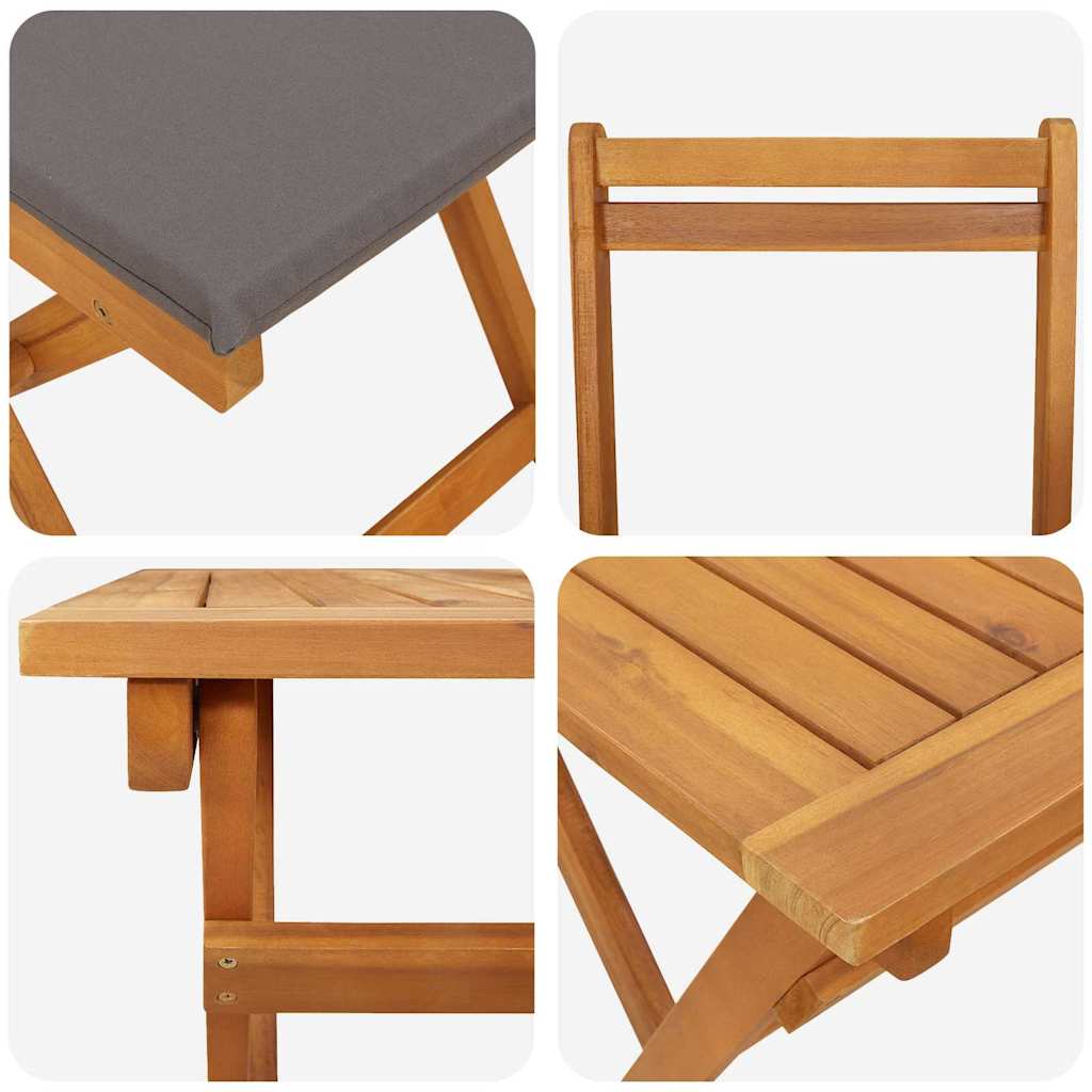 Bistroset met kussen 5 pcs Olie naturel Massief Acaciahout is nu te koop bij PeponiXL, paradijselijk wonen!