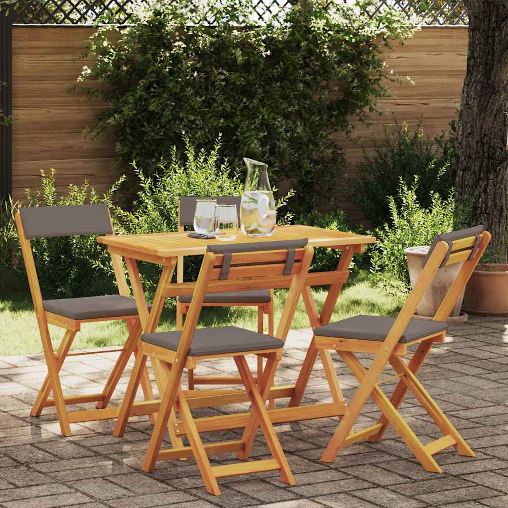 Bistroset met kussen 5 pcs Olie naturel Massief Acaciahout is nu te koop bij PeponiXL, paradijselijk wonen!