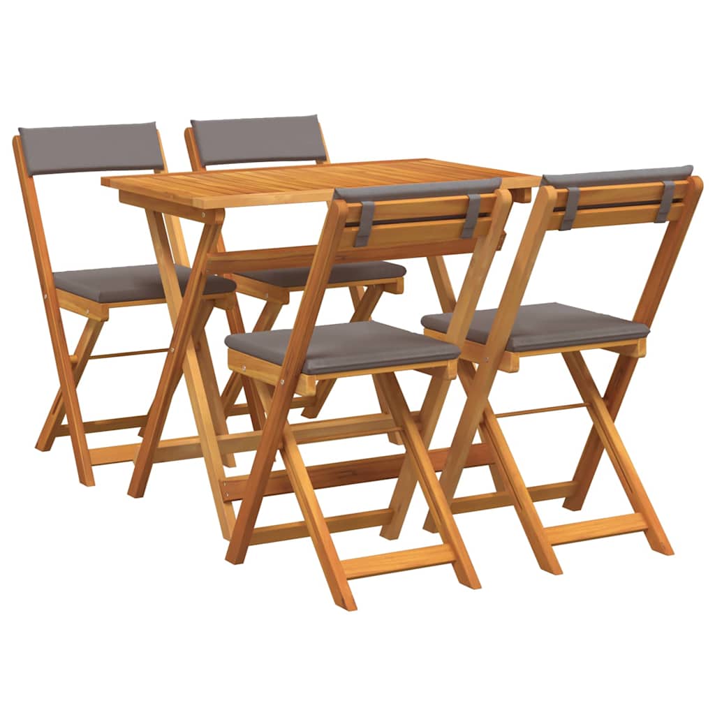 Bistroset met kussen 5 pcs Olie naturel Massief Acaciahout is nu te koop bij PeponiXL, paradijselijk wonen!