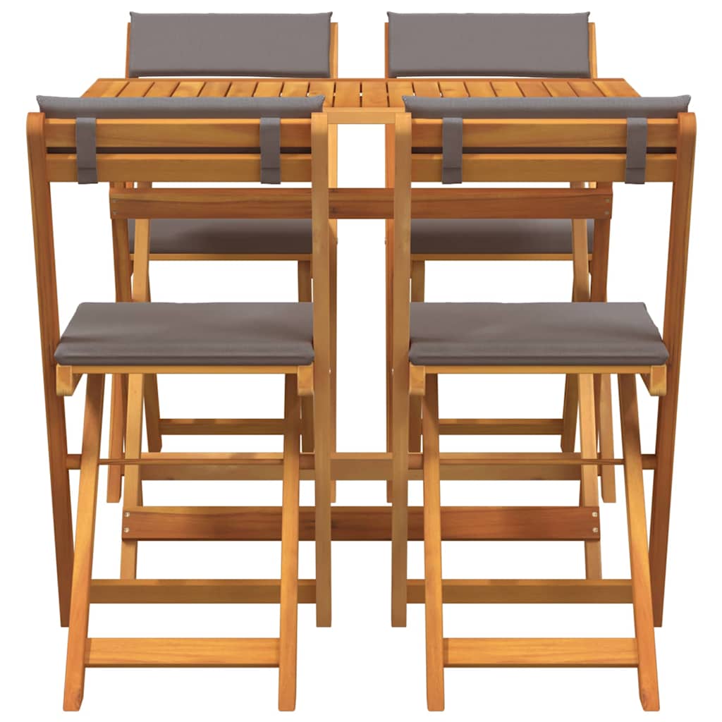 Bistroset met kussen 5 pcs Olie naturel Massief Acaciahout is nu te koop bij PeponiXL, paradijselijk wonen!