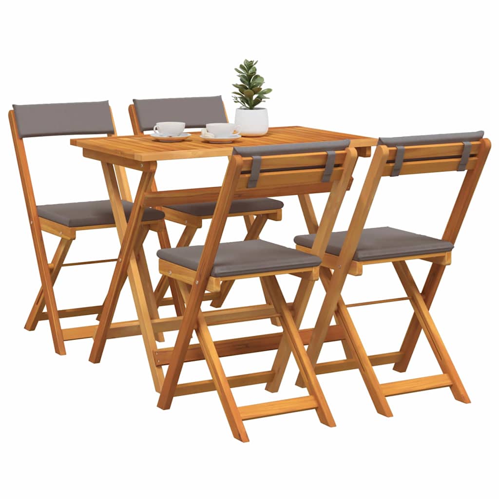 Bistroset met kussen 5 pcs Olie naturel Massief Acaciahout is nu te koop bij PeponiXL, paradijselijk wonen!