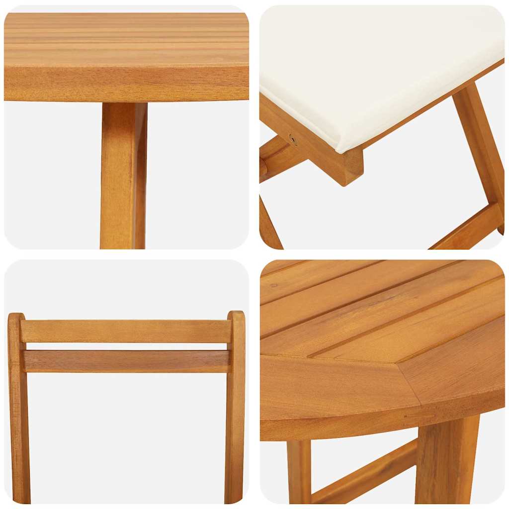 Bistroset met kussen 3 pcs Olie naturel Massief Acaciahout is nu te koop bij PeponiXL, paradijselijk wonen!