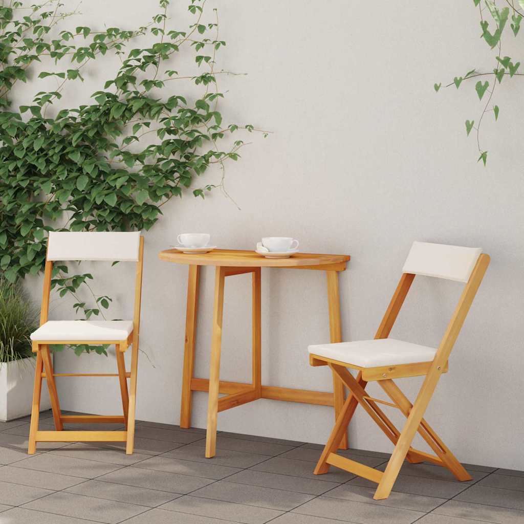 Bistroset met kussen 3 pcs Olie naturel Massief Acaciahout is nu te koop bij PeponiXL, paradijselijk wonen!