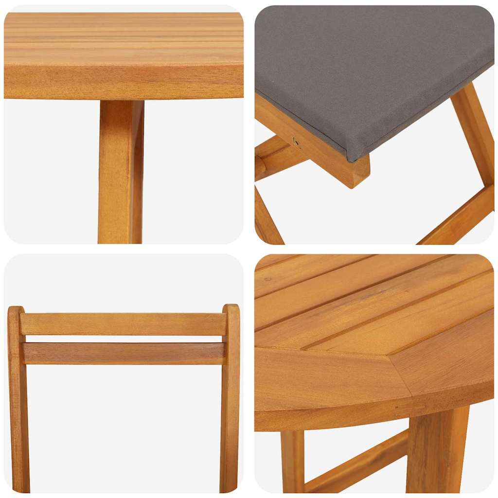 Bistroset met kussen 3 pcs Olie naturel Massief Acaciahout is nu te koop bij PeponiXL, paradijselijk wonen!
