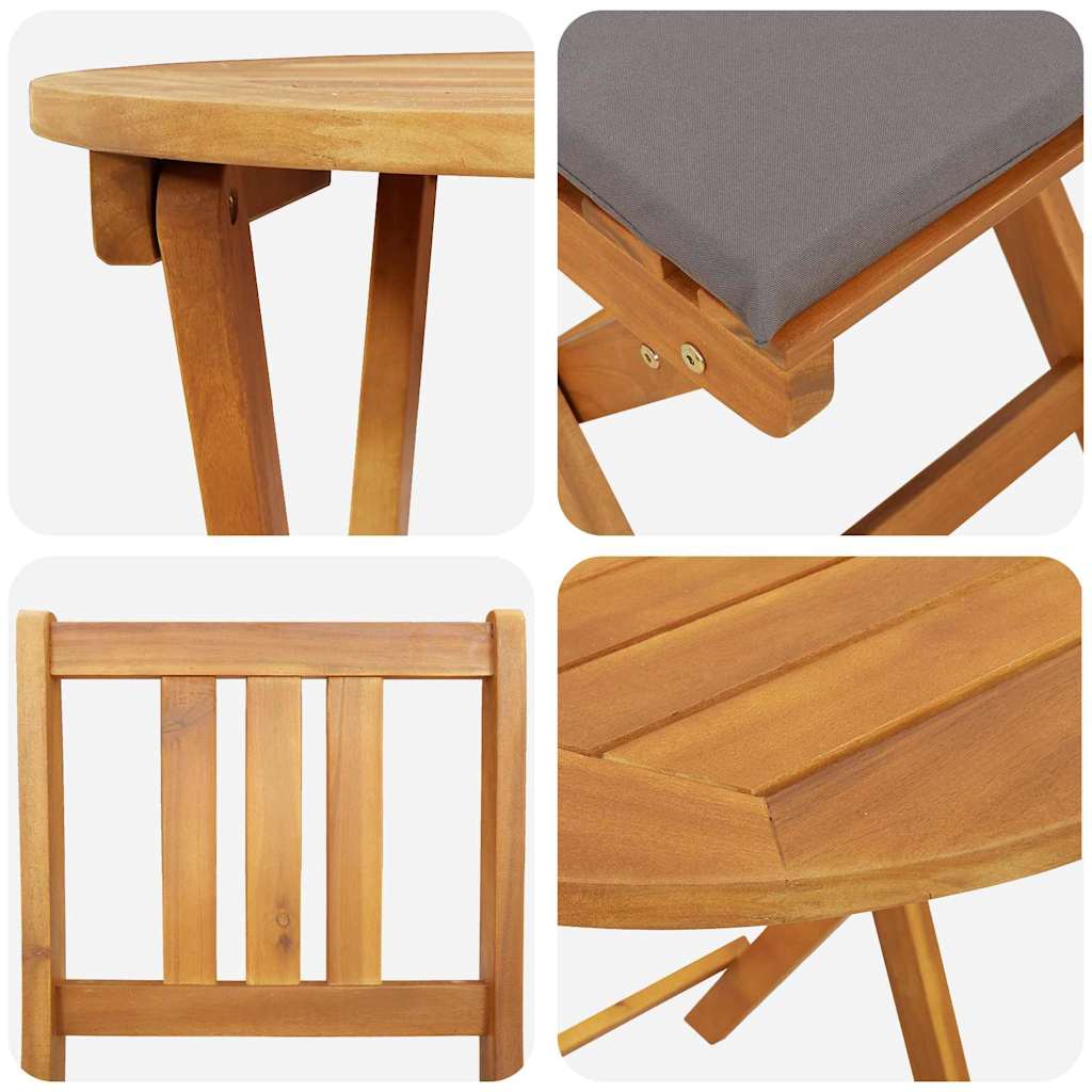 Bistroset met kussen 3 pcs Olie naturel Massief Acaciahout is nu te koop bij PeponiXL, paradijselijk wonen!