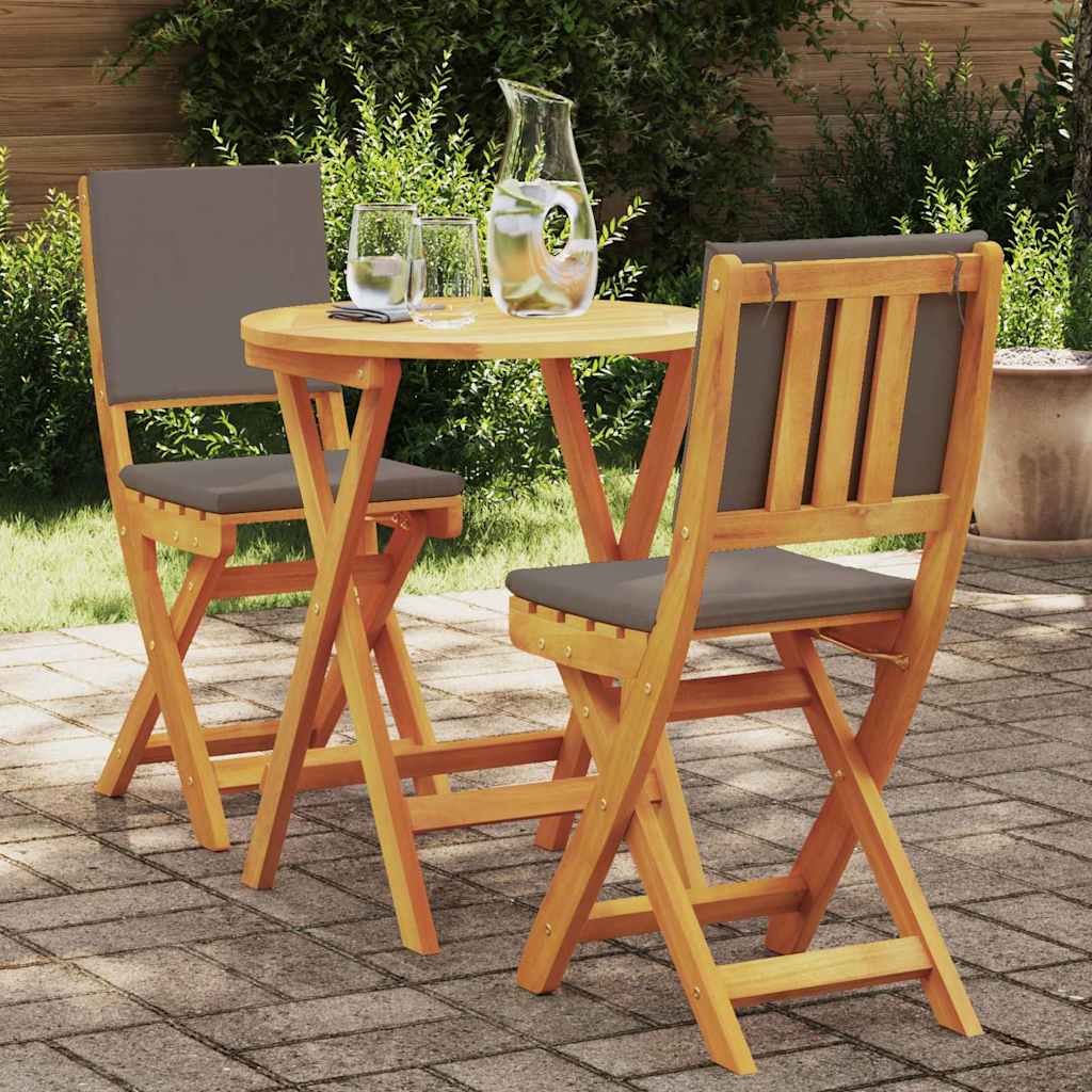Bistroset met kussen 3 pcs Olie naturel Massief Acaciahout is nu te koop bij PeponiXL, paradijselijk wonen!