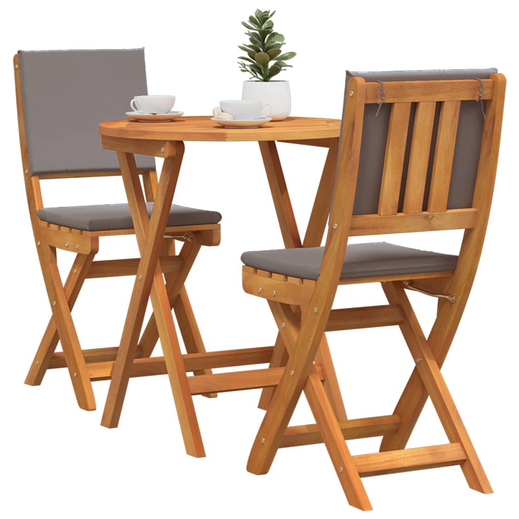 Bistroset met kussen 3 pcs Olie naturel Massief Acaciahout is nu te koop bij PeponiXL, paradijselijk wonen!