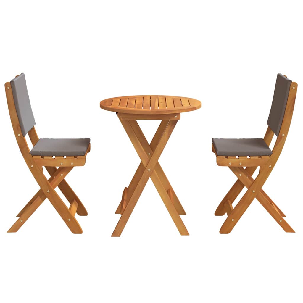 Bistroset met kussen 3 pcs Olie naturel Massief Acaciahout is nu te koop bij PeponiXL, paradijselijk wonen!