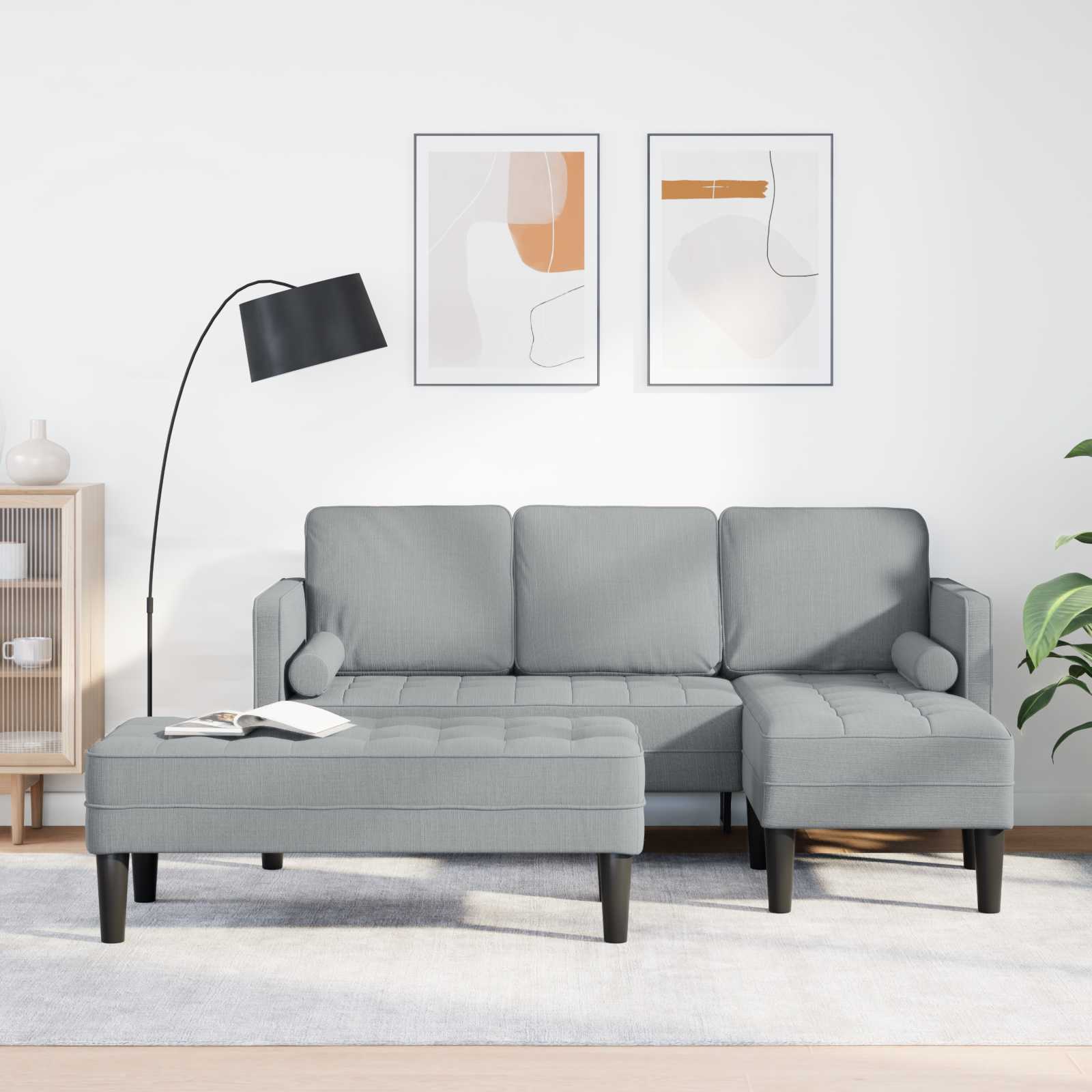 Bankstel met kussen 2 pcs Lichtgrijs Polyester is nu te koop bij PeponiXL, paradijselijk wonen!