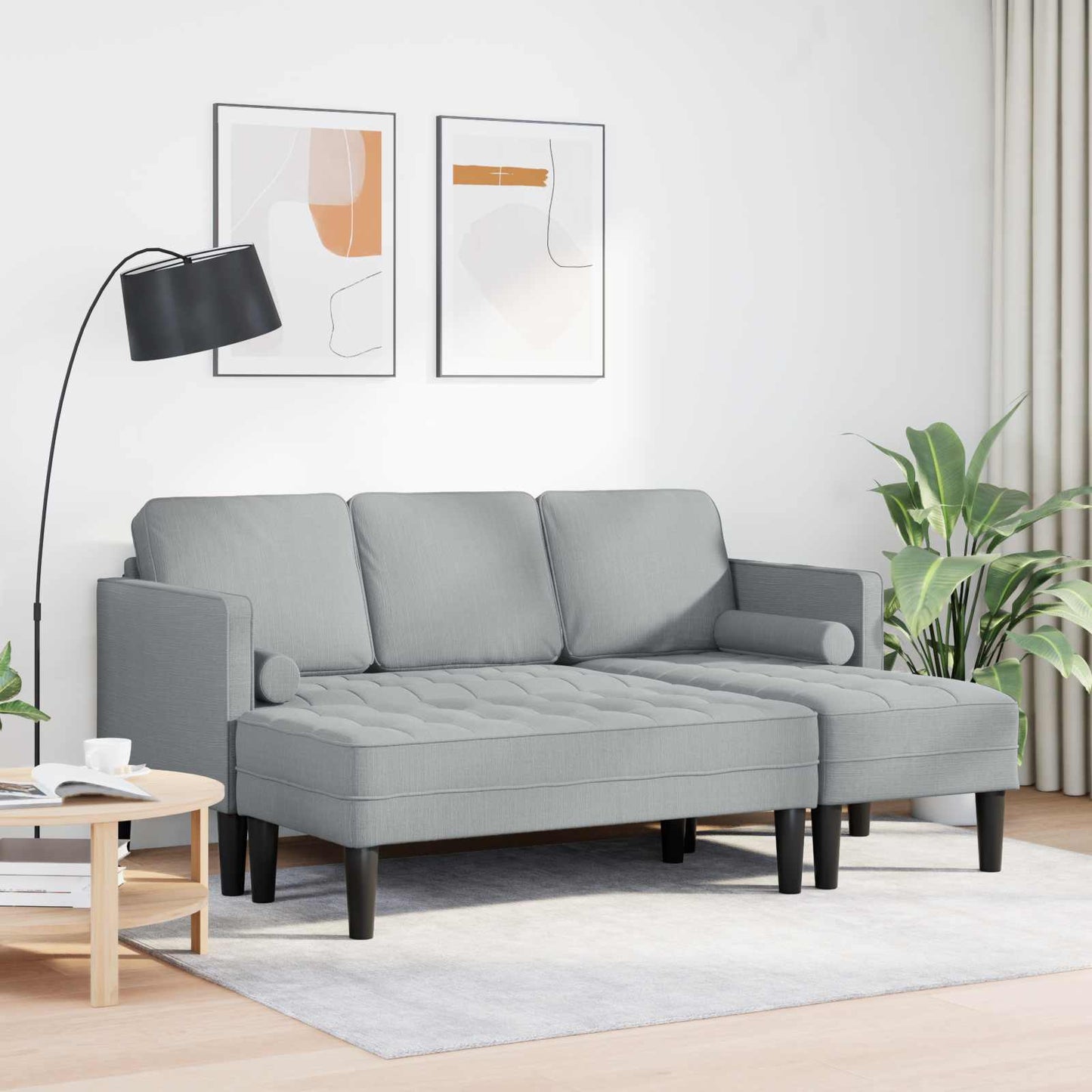 Bankstel met kussen 2 pcs Lichtgrijs Polyester is nu te koop bij PeponiXL, paradijselijk wonen!