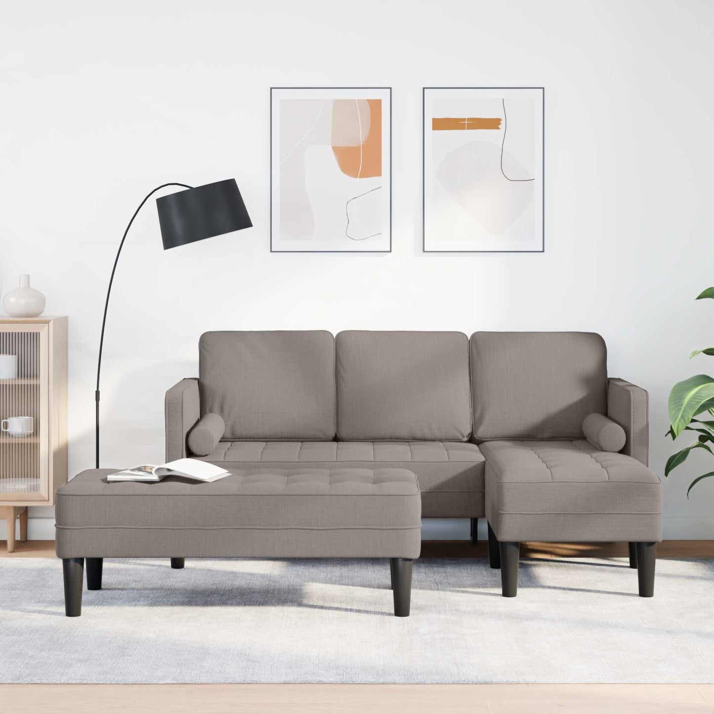 Bankstel met kussen 2 pcs Taupe Polyester is nu te koop bij PeponiXL, paradijselijk wonen!