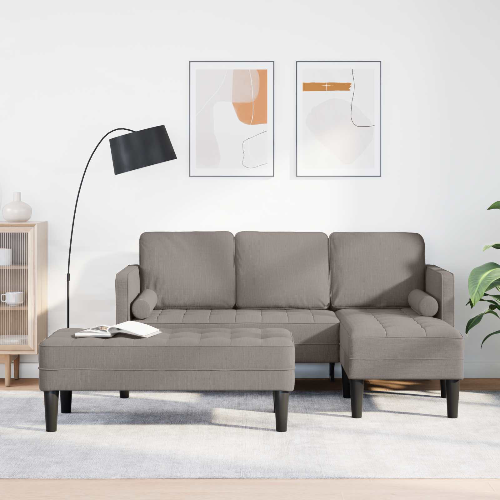 Bankstel met kussen 2 pcs Taupe Polyester is nu te koop bij PeponiXL, paradijselijk wonen!