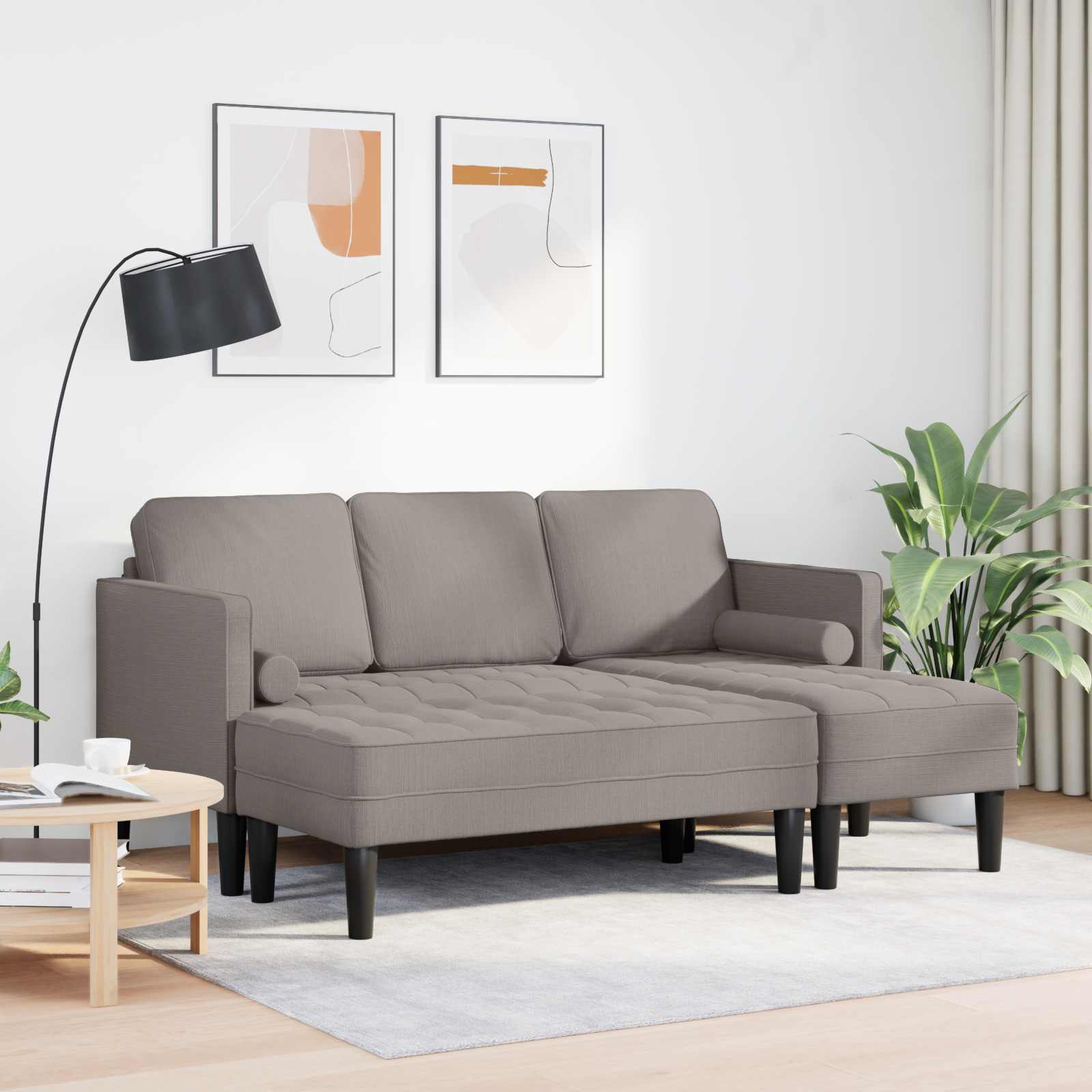 Bankstel met kussen 2 pcs Taupe Polyester is nu te koop bij PeponiXL, paradijselijk wonen!