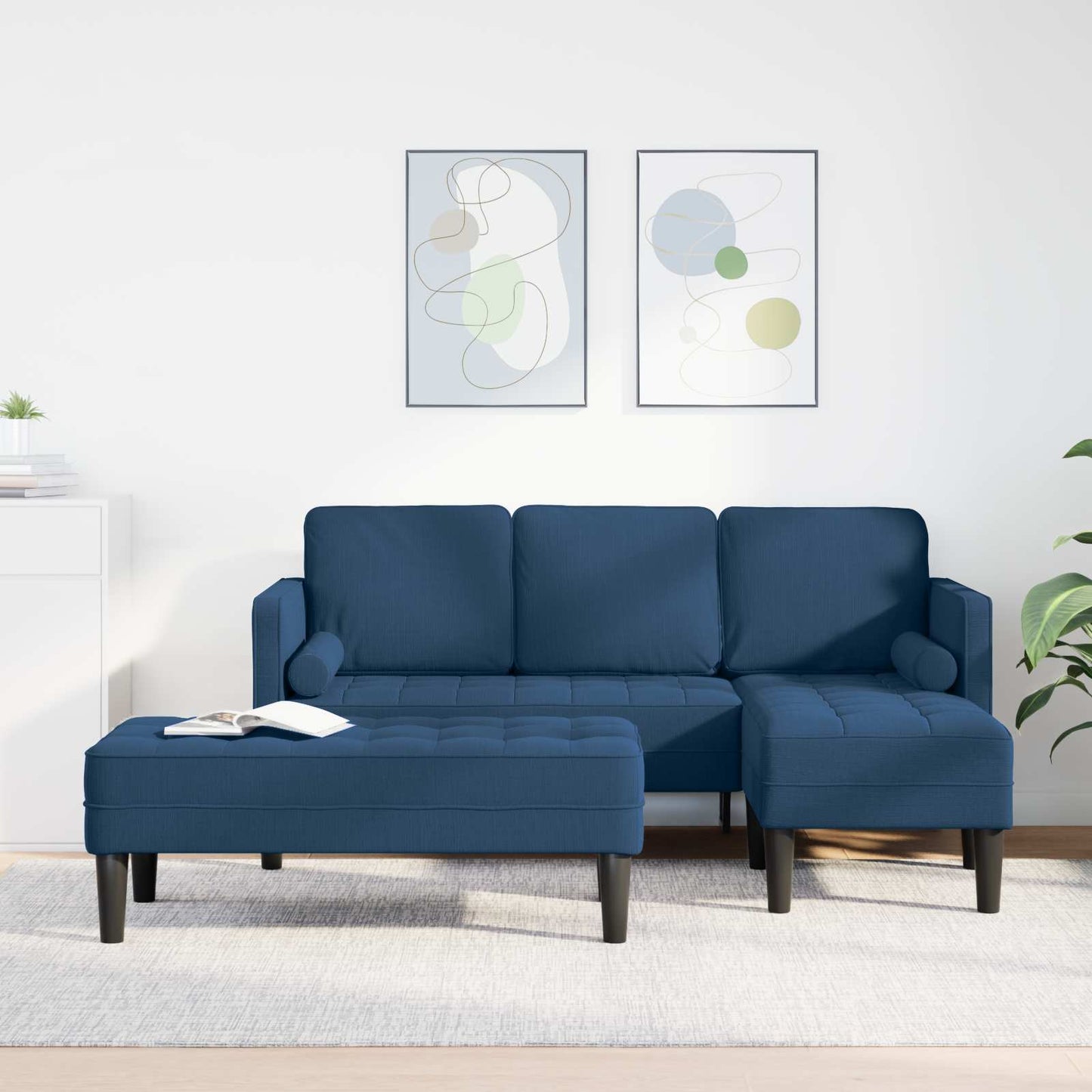 Bankstel met kussen 2 pcs Blauw Polyester is nu te koop bij PeponiXL, paradijselijk wonen!