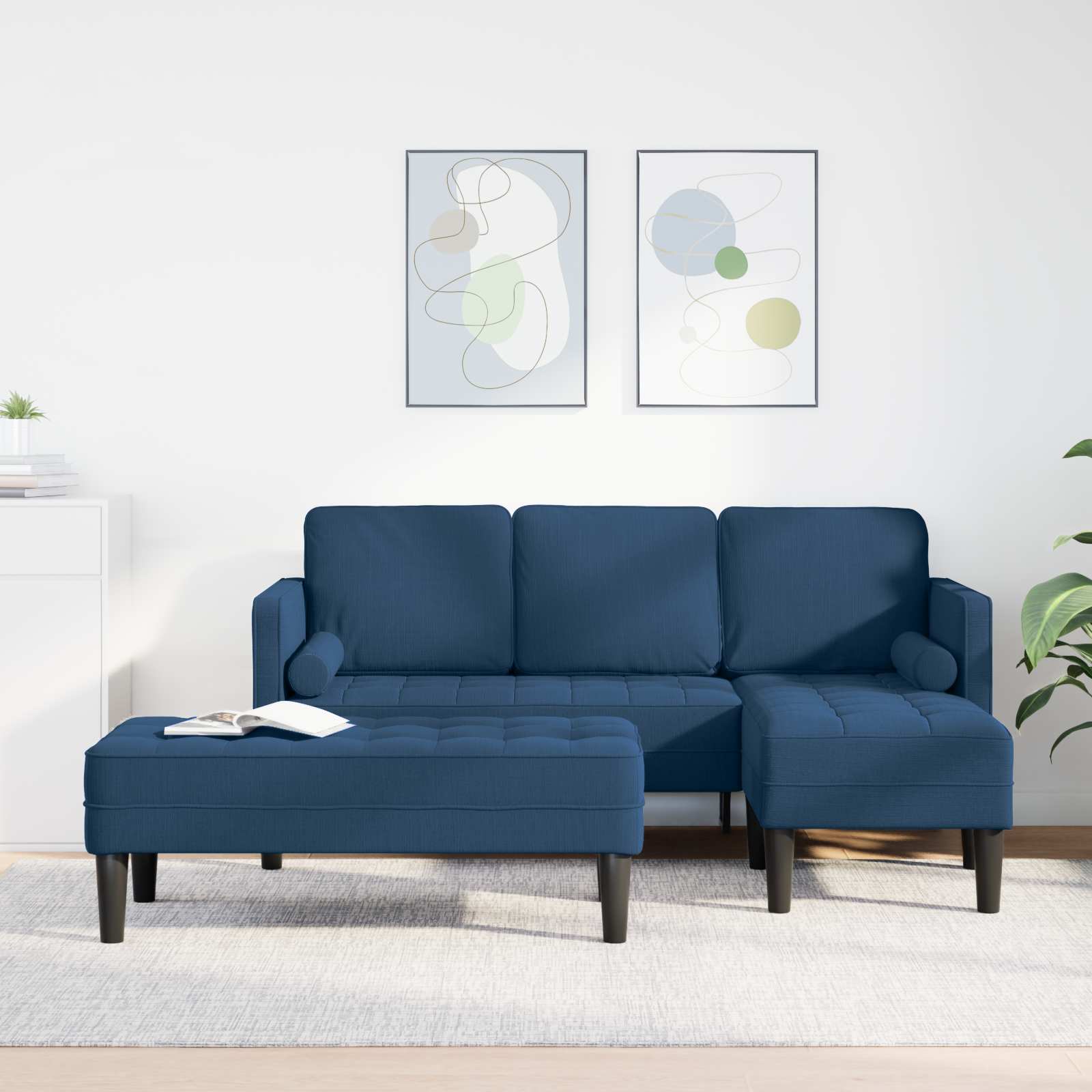 Bankstel met kussen 2 pcs Blauw Polyester is nu te koop bij PeponiXL, paradijselijk wonen!