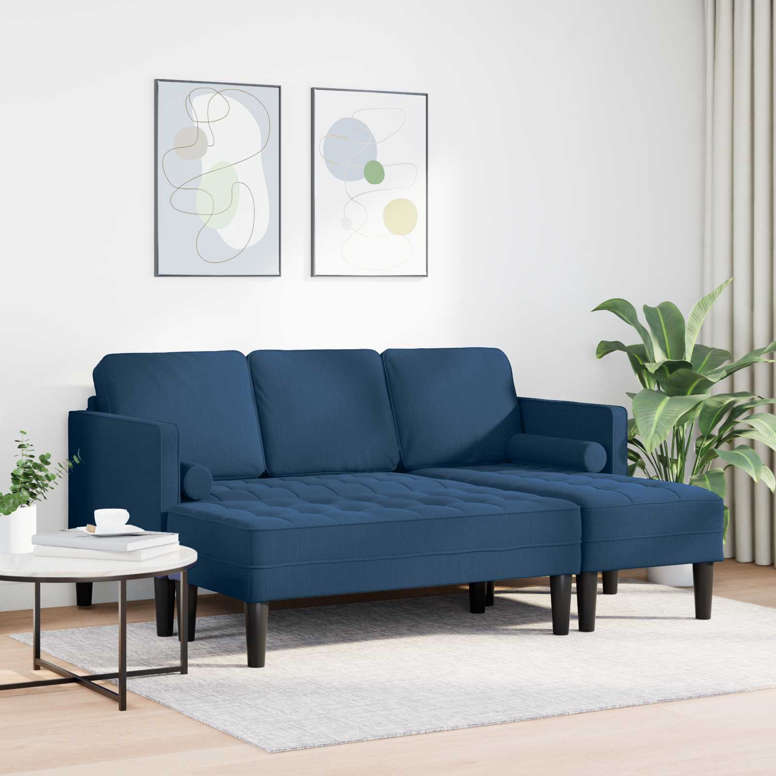 Bankstel met kussen 2 pcs Blauw Polyester is nu te koop bij PeponiXL, paradijselijk wonen!