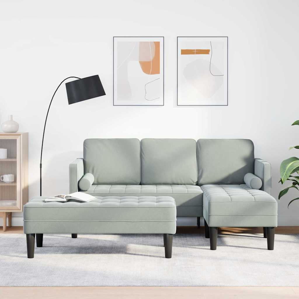 Bankstel met kussen 2 pcs Lichtgrijs Polyester is nu te koop bij PeponiXL, paradijselijk wonen!
