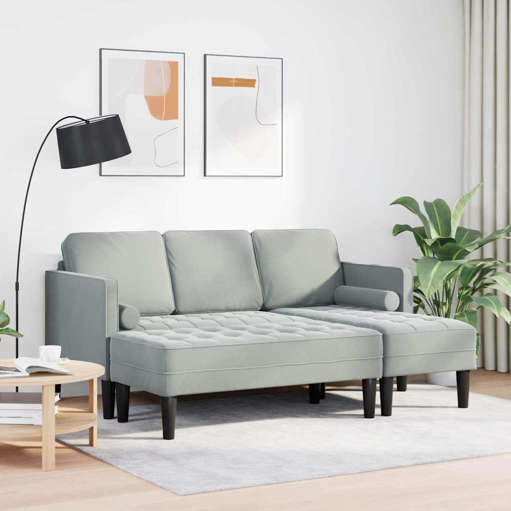 Bankstel met kussen 2 pcs Lichtgrijs Polyester is nu te koop bij PeponiXL, paradijselijk wonen!