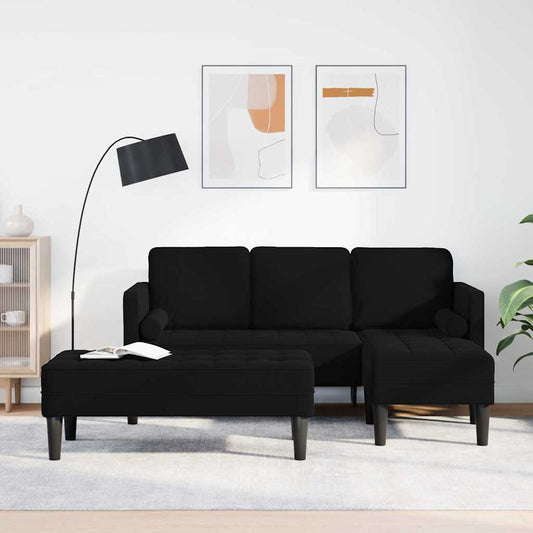 Bankstel met kussen 2 pcs Zwart Polyester is nu te koop bij PeponiXL, paradijselijk wonen!