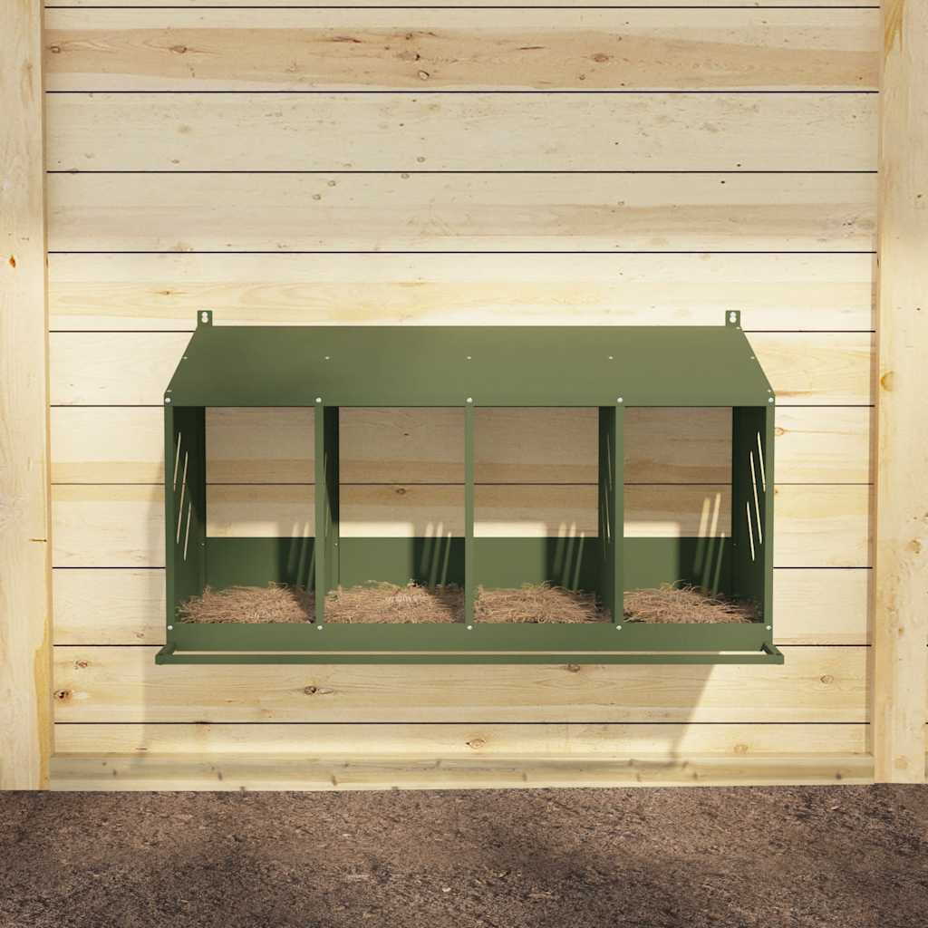 Kippennestkastje met 4 vakken olijfgroen metaal is nu te koop bij PeponiXL, paradijselijk wonen!