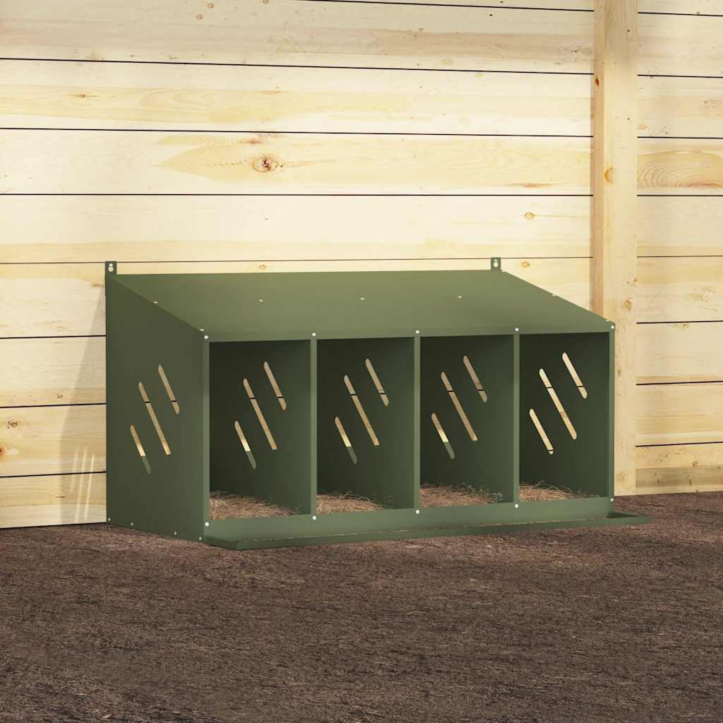 Kippennestkastje met 4 vakken olijfgroen metaal is nu te koop bij PeponiXL, paradijselijk wonen!