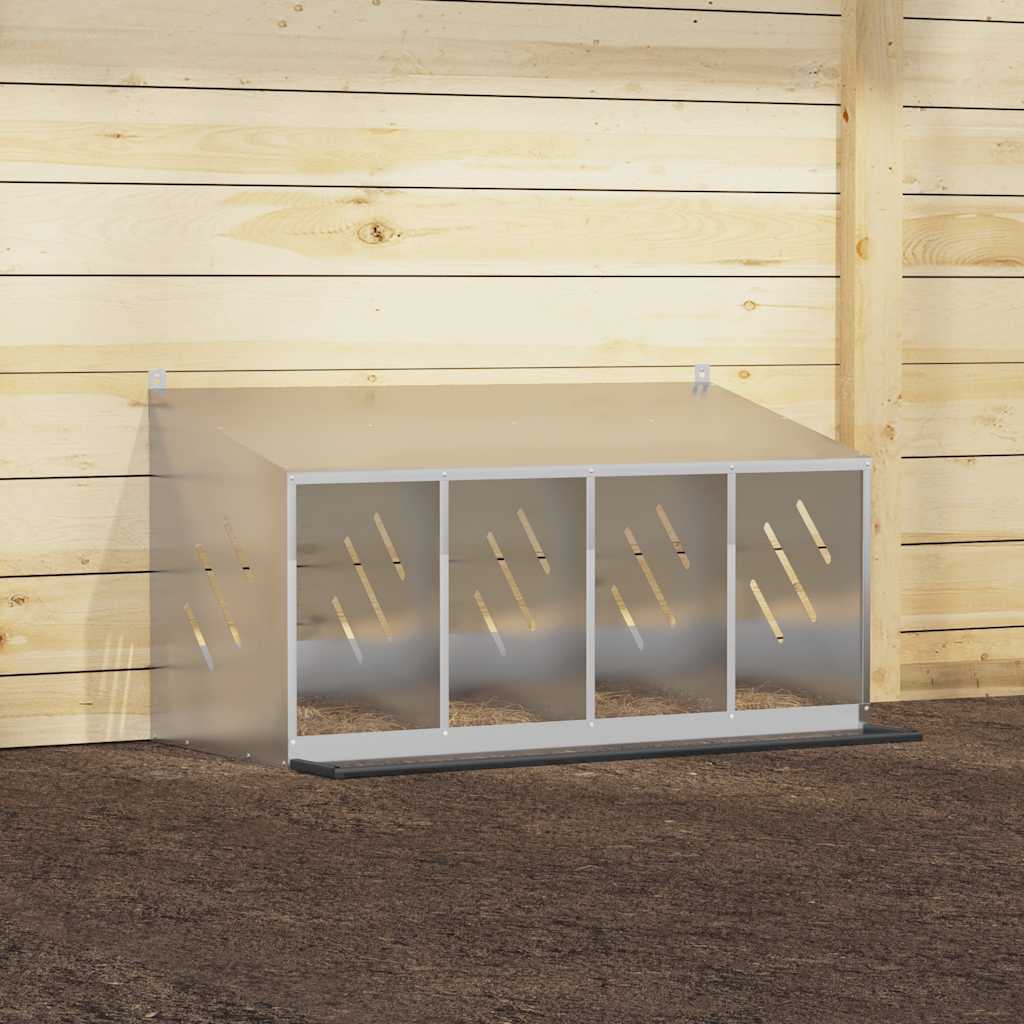 Kippennestkast met 4 vakken gegalvaniseerd metaal zilverkleurig is nu te koop bij PeponiXL, paradijselijk wonen!