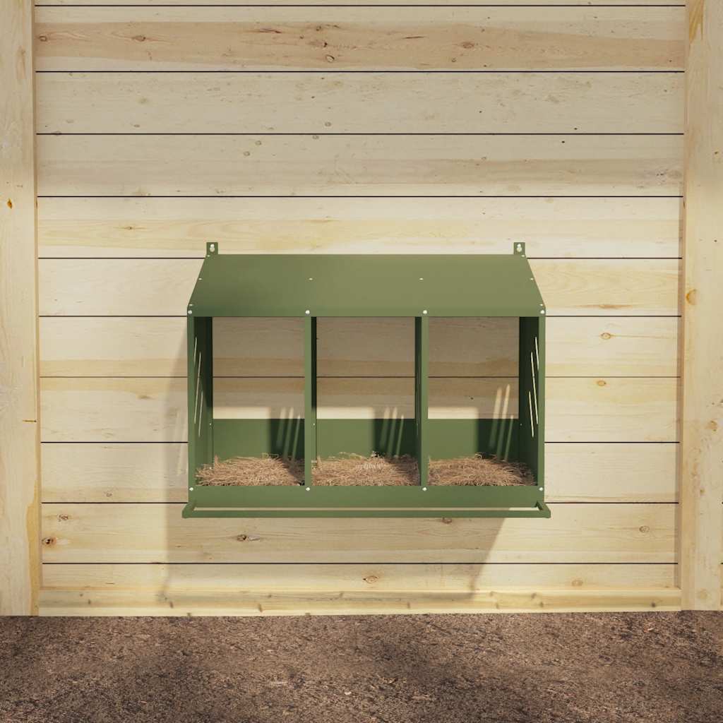Kippennestkastje met 3 vakken olijfgroen metaal is nu te koop bij PeponiXL, paradijselijk wonen!