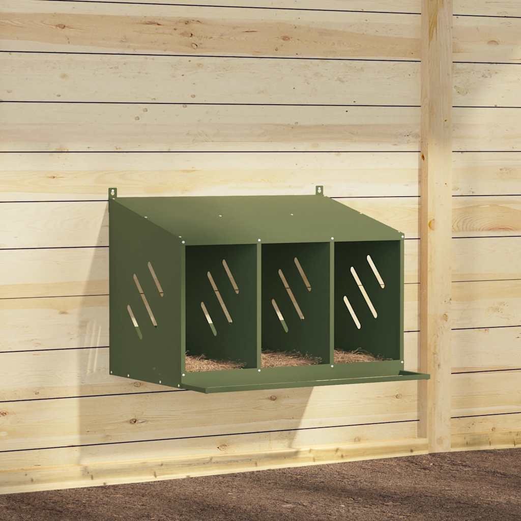 Kippennestkastje met 3 vakken olijfgroen metaal is nu te koop bij PeponiXL, paradijselijk wonen!