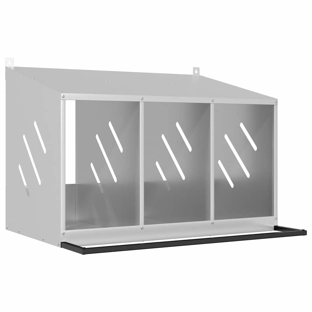 Kippennestkast met 3 vakken gegalvaniseerd metaal zilverkleurig is nu te koop bij PeponiXL, paradijselijk wonen!