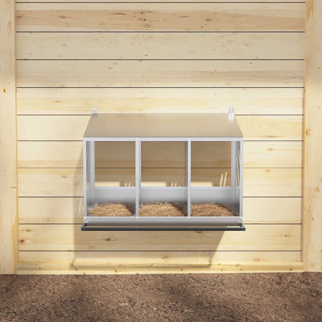 Kippennestkast met 3 vakken gegalvaniseerd metaal zilverkleurig is nu te koop bij PeponiXL, paradijselijk wonen!