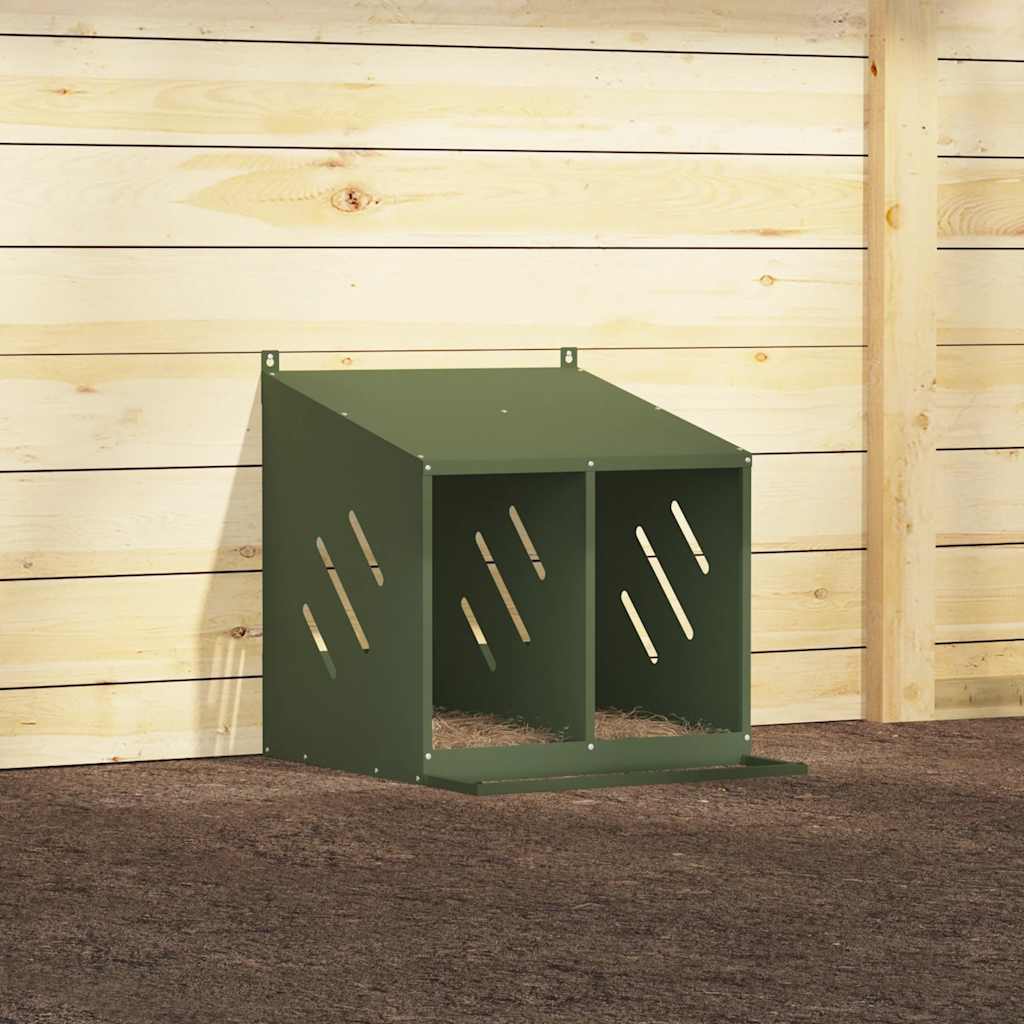 Kippennestkastje met 2 vakken olijfgroen metaal is nu te koop bij PeponiXL, paradijselijk wonen!